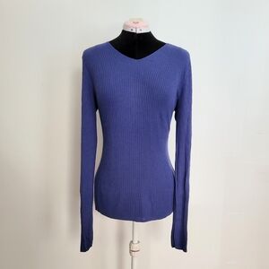 Blue Knitted Giorgio Armani Long Sleeve Top Size 52